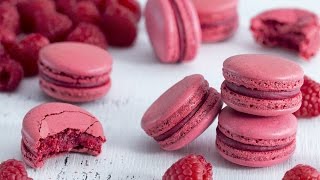 Raspberry Macarons  Italian Meringue Method [upl. by Aihtenak]