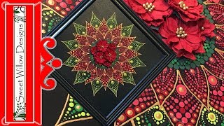 How to Paint Dot Mandala 38 Mixed Media Poinsettia Mandala Dot Painting [upl. by Laeynad]