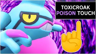 FULL POISON TOUCH ABILITY POKEMON TEAM Shiny Toxicroak Poison Touch Moveset Scarlet Violet [upl. by Anuaik]