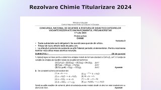 Rezolvare Chimie  Subiectul I Concursul de Titularizare 2024 [upl. by Niac]