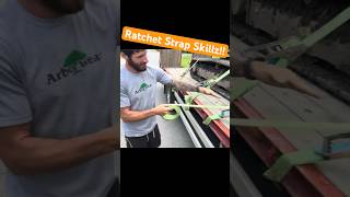 Ratchet Strap Hack Easy Tie Back lorry knots arborist construction skills hack [upl. by Noteloc]