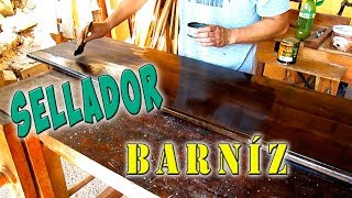 COMO APLICAR SELLADOR Y BARNIZ DE NITROCELULOSA A LA MADERA [upl. by Aroda]