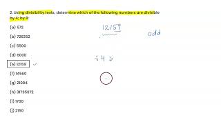 2 Using divisibility tests determine which of the following numbers are divisible by 4 by8 12159 [upl. by Hughmanick]