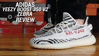 ADIDAS YEEZY 350 V2 ZEBRA REVIEW [upl. by Ydnyc]