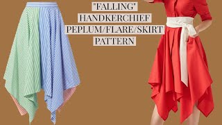 How to cut falling handkerchief flarepeplumskirt [upl. by Nwad]