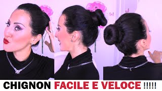 TUTORIAL CAPELLI CHIGNON PERFETTO in 3 MINUTI FACILISSIMO [upl. by Atinad]