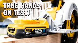 New DEWALT PowerStack Battery Hands On Test WILL SHOCK YOU Dewalt Powerstack vs Dewalt 20v [upl. by Uhile430]