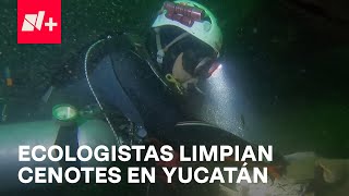 Cenotes en Yucatán Buzos y ecologistas han limpiado al menos 20  En Punto [upl. by Ahslek]