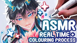 Drawing ASMR Alcohol Marker Illustration Making  Real Time  No Talking [upl. by Razaile]