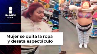 Lady Aurrera mujer se quita la ropa y desata espectáculo tras ser cachada robando [upl. by Orpah]