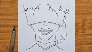 Easy Anime drawing  How to draw Anime Blind  Anime Boy laughing step by step  Easy for beginners [upl. by Aivatra]