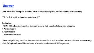 7 Under WHMIS 2015 hazardous chemicals are sorted by [upl. by Glaudia]