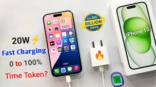 iPhone 15 Charging Test With 20w Fast Charger 0 to 100 Flipkart Big Billion Day sale unit [upl. by Elnore]