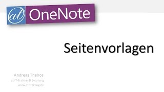 OneNote  Seitenvorlagen [upl. by Bret]