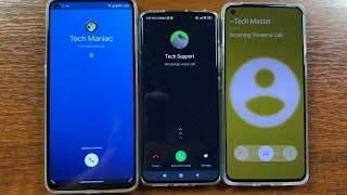 Motorola G9 Plus vs Xiaomi 12x vs OnePlus 8T Google Duo vs WhatsApp vs Threema Apps Incoming Call [upl. by Zosima]