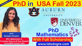 PhD in Mathematics in the USA with Full Scholarship  Auburn University [upl. by Anaert]