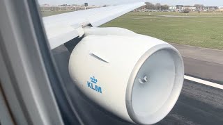 KLM 777200er AWESOME Engine Roar Takeoff in Amsterdam  Engine Fogging [upl. by Ailenroc]