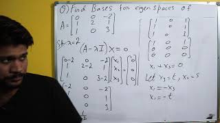 2 Eigenvalue and eigenvector of 3x3 matrix bases for eigenspace [upl. by Zacherie7]