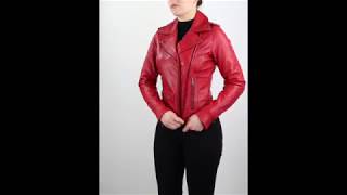 Ricano Lederjacke Style quotSicilia Perfectoquot für Damen in Rot [upl. by Ateiluj]