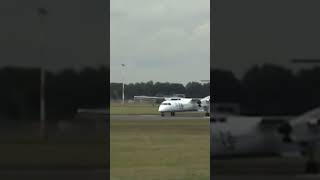 Flybe DASH8 Dep To Belfast City Airport from Doncaster Airport aviation airport planespotting [upl. by Amehr]