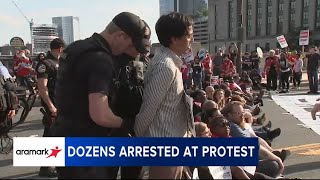 Pa state senator among dozens arrested during protest outside Aramarks headquarters in Philadelph [upl. by Niarbo764]