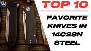 TOP 10 FAVORITE KNIVES IN SANDVIK 14C28N STEEL [upl. by Alleuqcaj]