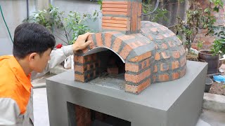 How to make a pizza oven from red bricks and cement [upl. by Negeam518]