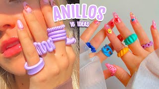 16 IDEAS PARA HACER TUS PROPIOS ANILLOS FACIL CHUNKY RINGS  Porcelana fria y arcilla polimerica [upl. by Idel802]