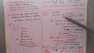 Lec25 ODE Solved Example of Strum Liouville Problem CSIR NET GATE MSc BSc BTech [upl. by Nnhoj]