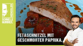 Schnelles Fetaschnitzel mit geschmorter Paprika Rezept von Steffen Henssler [upl. by Ayama584]