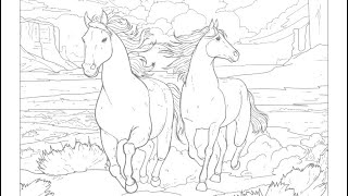 Coloring Beautiful Horses colour by number [upl. by Assyla323]