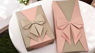 GIFT PACKING  RECTANGULAR GIFT WRAPPINGORIGAMI PAPER RIBBON BOW DECORATION  ISasaki Original [upl. by Stieglitz]