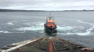 RNLB Storm Rider Visits the Old Penlee Slipway at Mousehole [upl. by Conias]