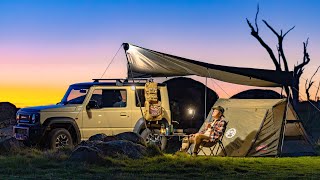 Relaxing Solo Camping on a Hilltop  Tarp Shelter  ASMR  Brevoy Espresso Maker  Suzuki Jimny [upl. by Sherourd]