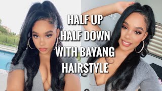 EASY HALF UP HALF DOWN BAYANG HAIRSTYLE WITH MICROLINKS [upl. by Marlen]