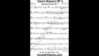 Danza Húngara Nº 5 Partitura de Violin Flauta Sax Trompeta Clarinete Tenor Soprano Viola Cello [upl. by Evot]