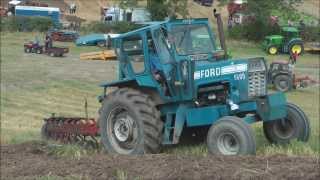 2WD Ford tractor fighting to pull plough up steep hill [upl. by Amber]