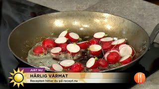 Sandra Mastio lagar flankstek  Nyhetsmorgon TV4 [upl. by Alyhc]