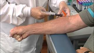 How to perform a venipuncture using a syringe [upl. by Kathlin]