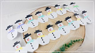 Schneemann Girlande aus Papier basteln ⛄️  tolle DIY Winterdeko Idee [upl. by Ier466]