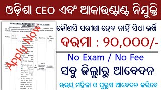 Odisha CEO amp Accountant Recruitment 2024  କୌଣସି ପରୀକ୍ଷା ହେବ ନାହିଁ ସିଧା ଭର୍ତ୍ତି  Odisha Job News [upl. by Maleki]