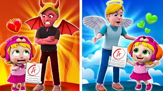 Angel Or Devil Chаllenge  Angel Vs Devil Dad Song  Funny Songs amp Nursery Rhymes  PIB Little Song [upl. by Analle]