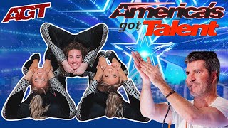 SOFIE DOSSI amp THE RYBKA TWINS AUDITION AS A CONTORTION TRIO FOR AGT [upl. by Ewen222]