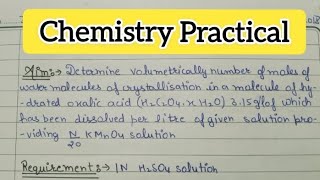 Determine volumetrically the number of moles of water molecules of crystallization in a molecule of [upl. by Arv]