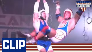 Former Olympians Struggle In Hang Tough Event  American Gladiators [upl. by Walkling67]