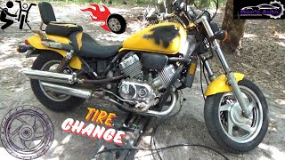 1996 Honda Magna 750 Rear Tire Change [upl. by Aicad]