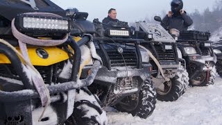 Quad ATV off road 4x4 Can Am Outlander Yamaha CF Moto 500 Kingquad snowy hill climb [upl. by Lleneg]