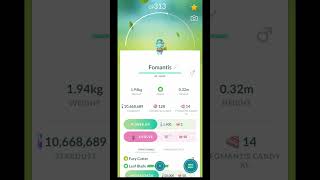 Evolving FOMANTIS to LURANTIS in Pokemon Go pokemon pokemongo [upl. by Bela]