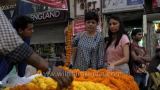 Buying flowers for Diwali at Malviya Nagar market in Delhi [upl. by Ecnaralc]