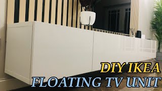 DIY IKEA FLOATING TV UNIT MOUNTING GUIDE  IKEA HACK  2ND ROOM WALL TRANSFORMATION [upl. by Bambie]